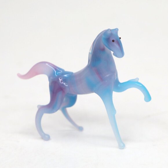 Vintage Mini Glass Animal Figurines Set Horse & Elephant Murano Style Pink Blue - Picture 10 of 15
